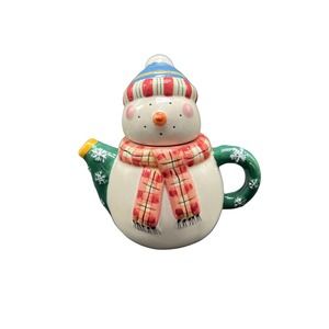 Vintage Debbie Mumm Sakura China Snowman Decorative Teapot - Great Condition